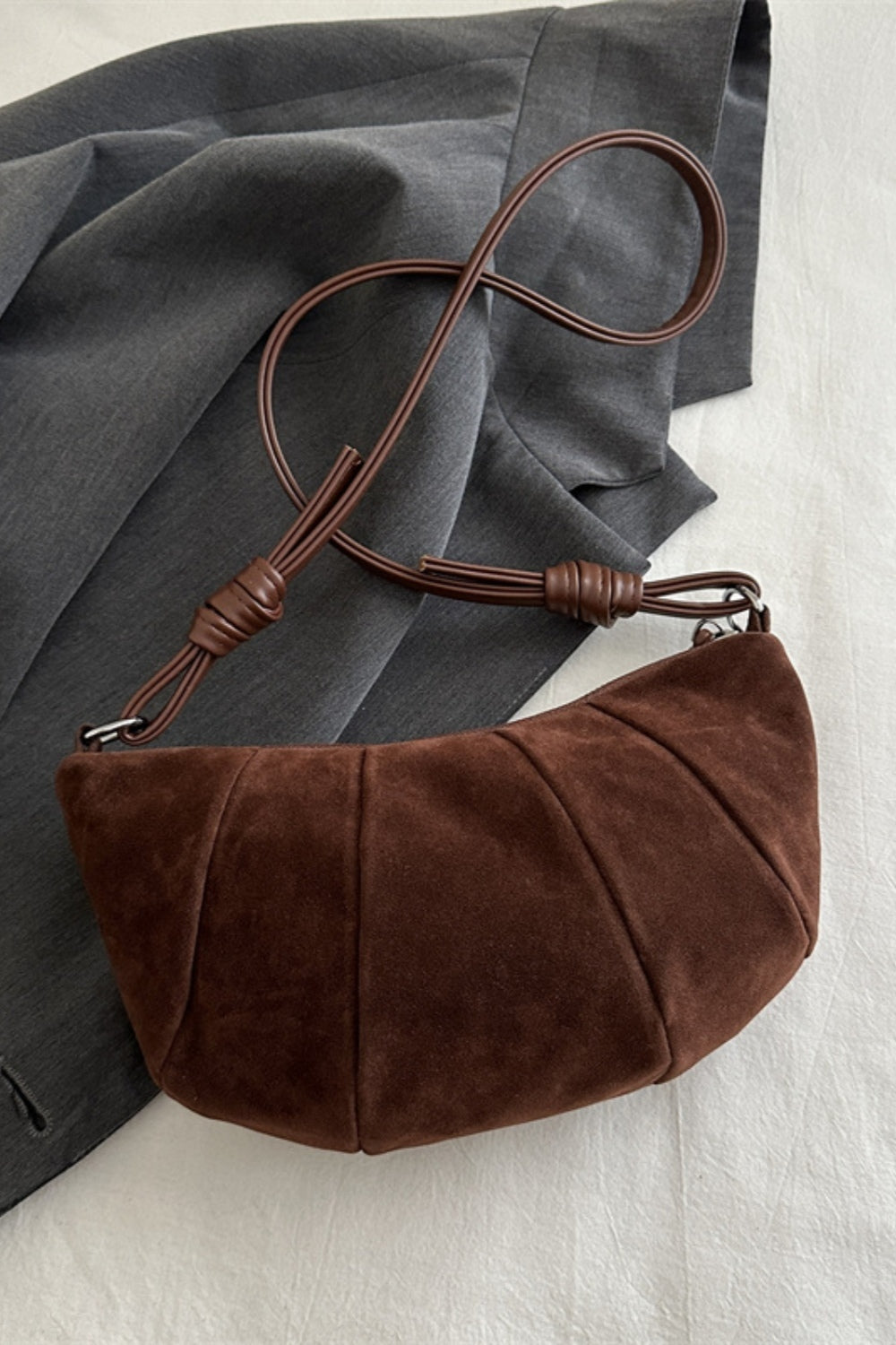 Suede Croissant Shape Shoulder Bag - The Daily Makeover