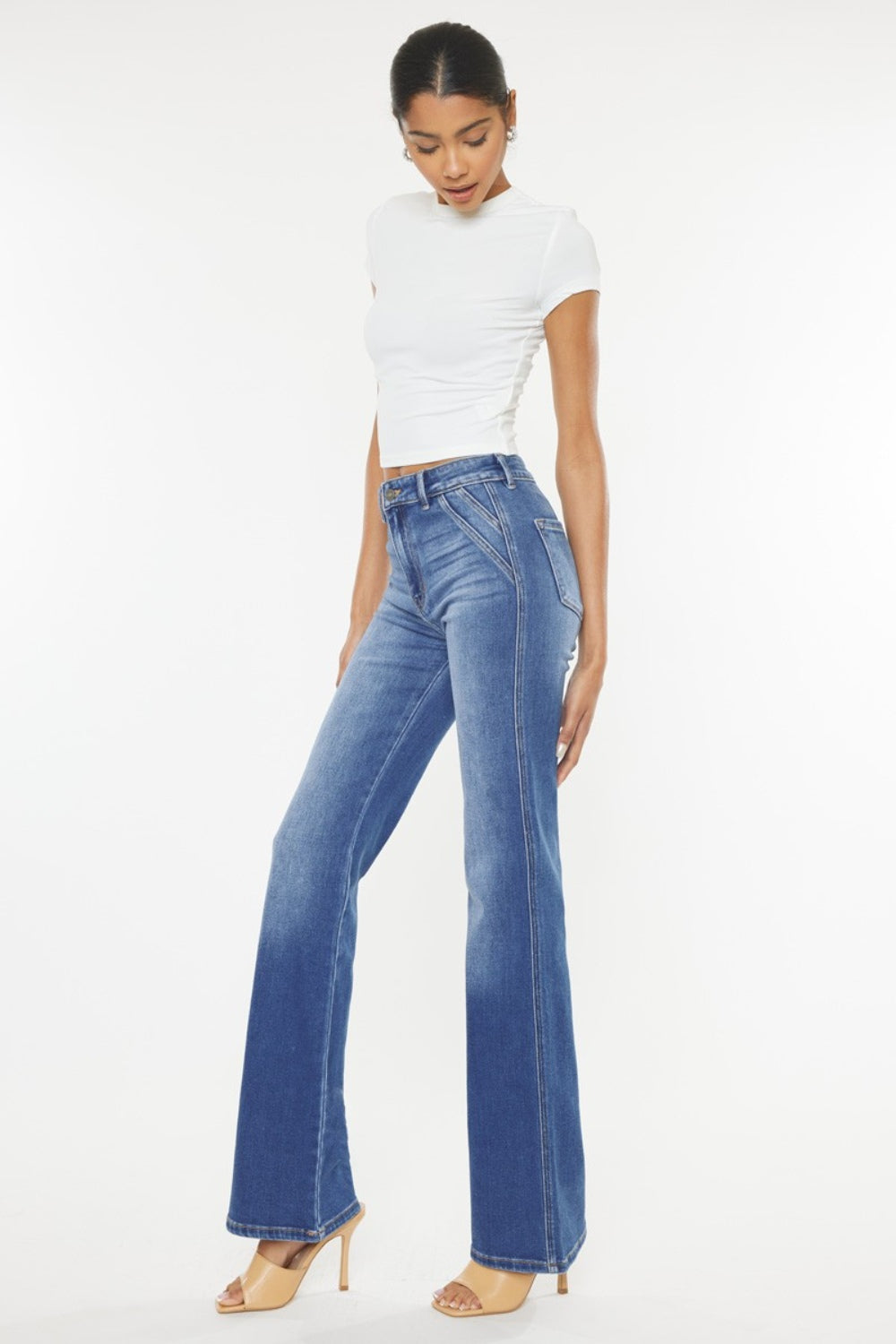 Kancan Ultra High Waist Gradient Flare Jeans - The Daily Makeover