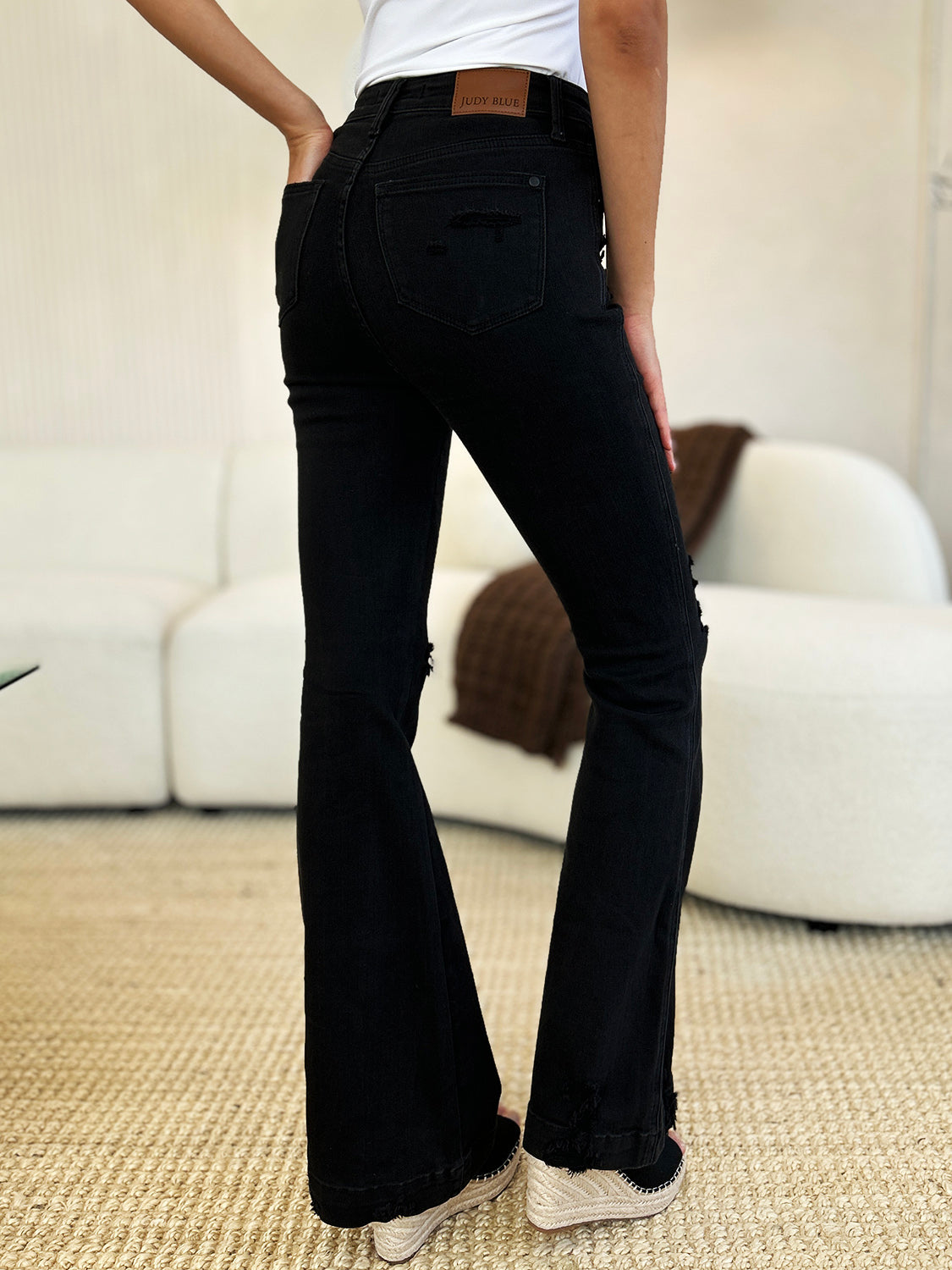 Judy Blue Full Size High Waist Distressed Flare Jeans - The Daily Makeover