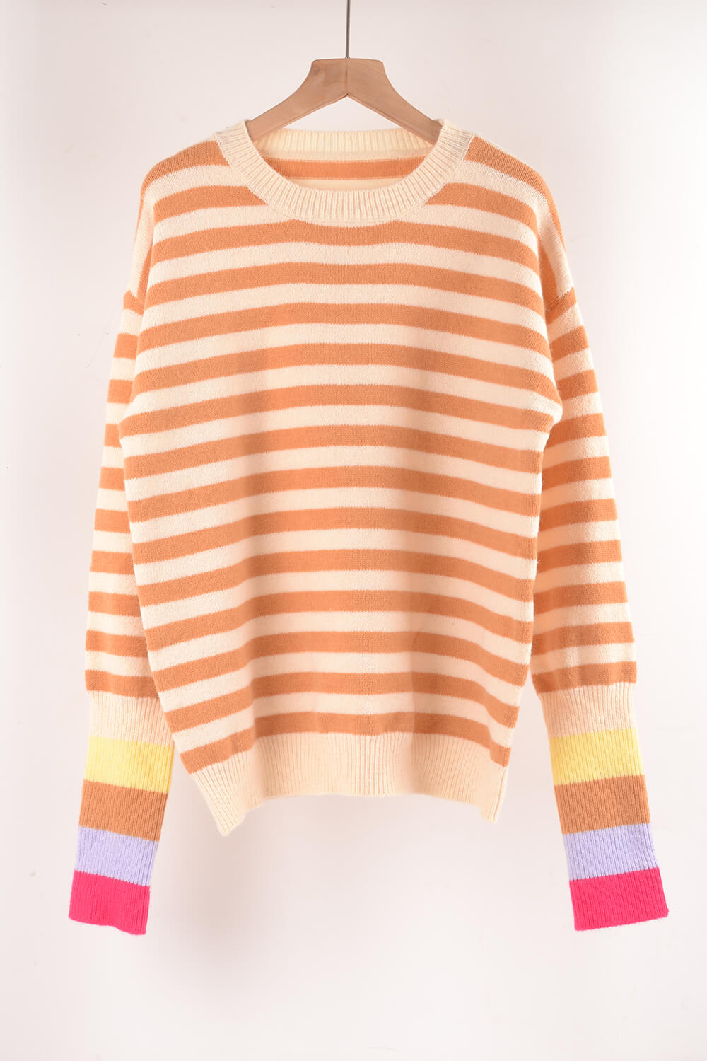 Warm Spice Striped Round Neck Sweater - The Daily Makeover