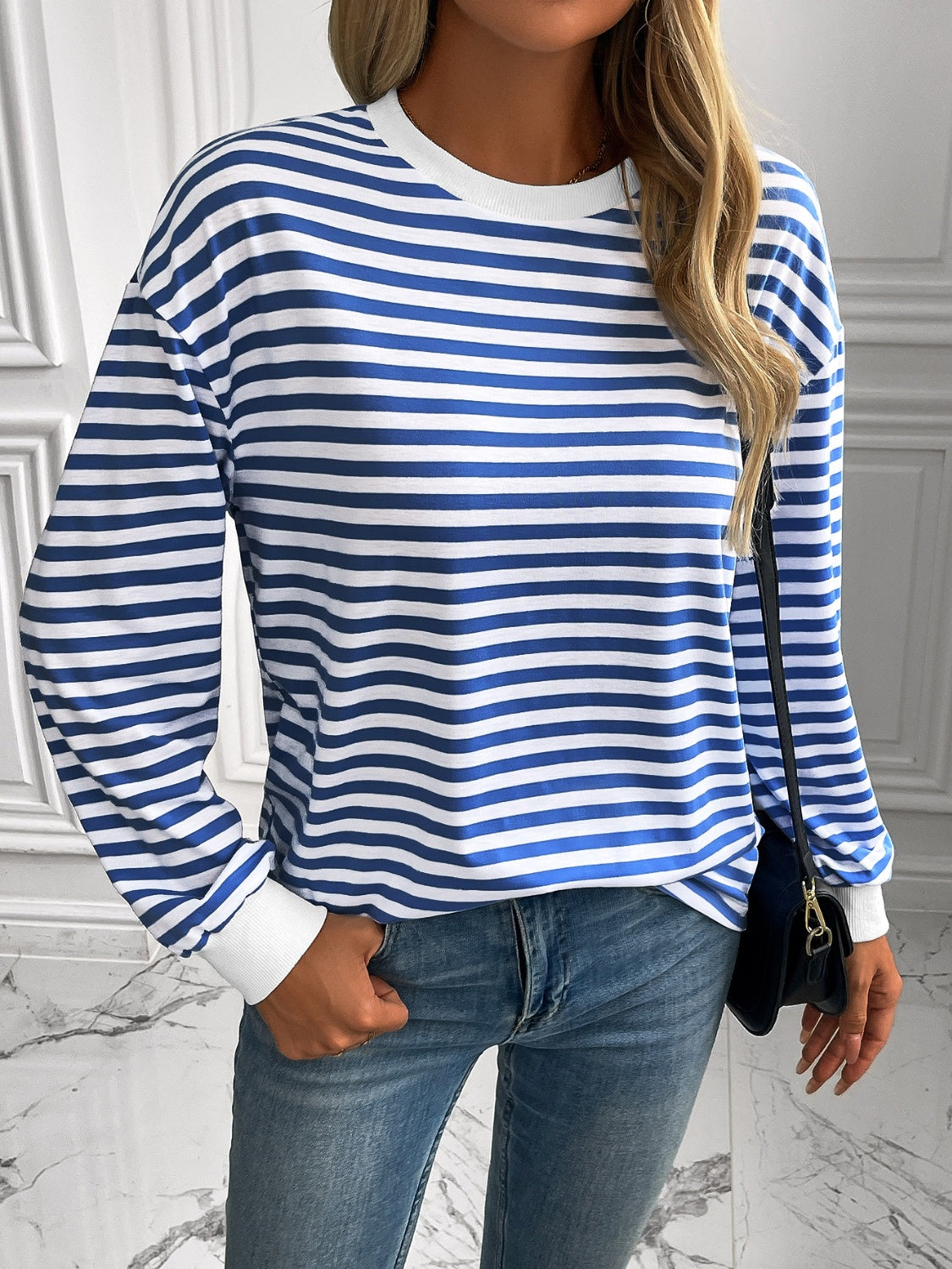 Ivy Lane Striped Round Neck Long Sleeve Sweatshirt - The Daily Makeover