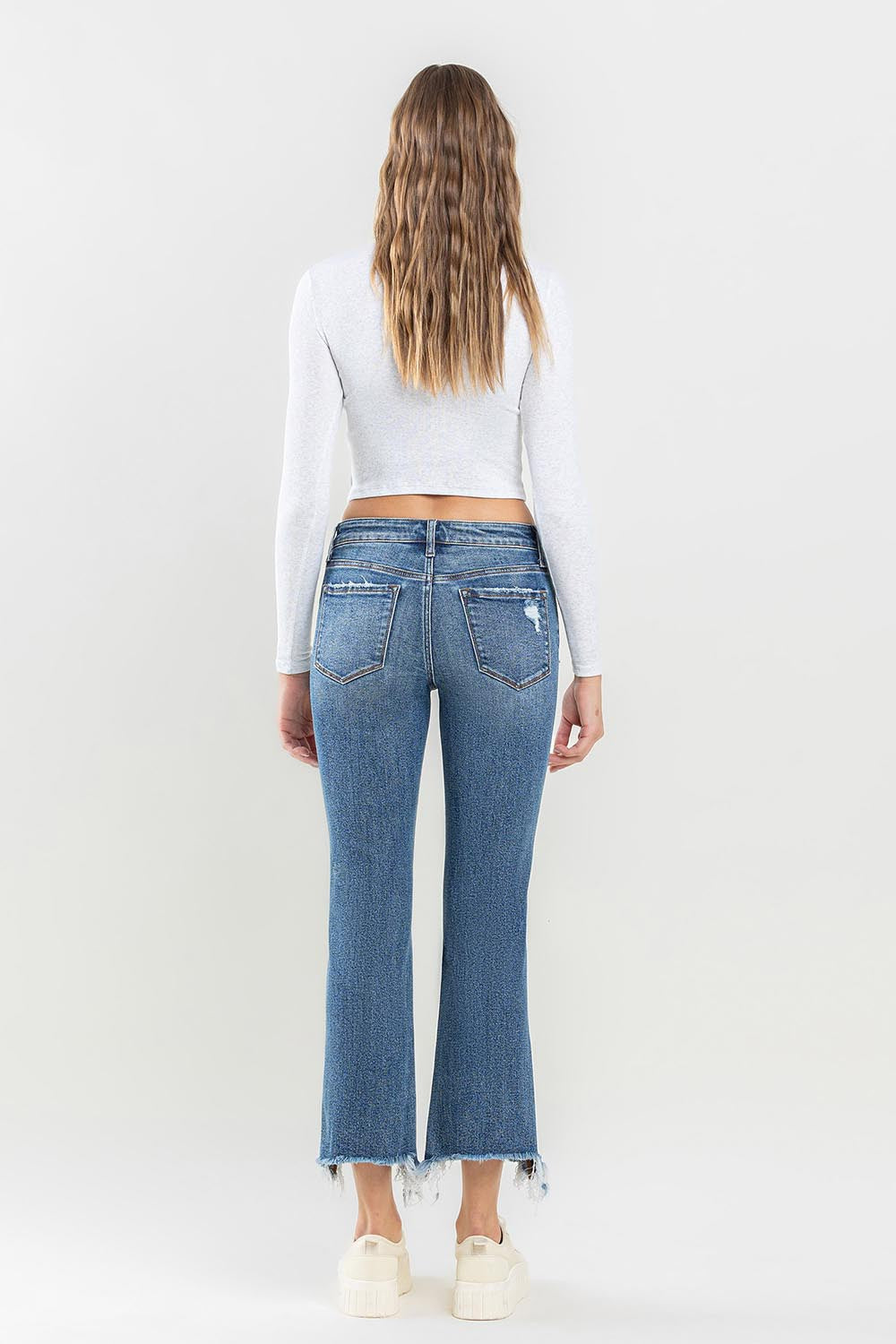 Lovervet Mid Rise Frayed Hem Jeans - The Daily Makeover