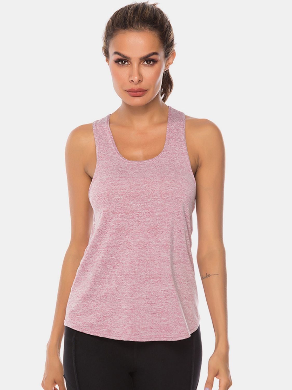 Full Size Scoop Neck Wide Strap Active Tank - The Daily Makeover