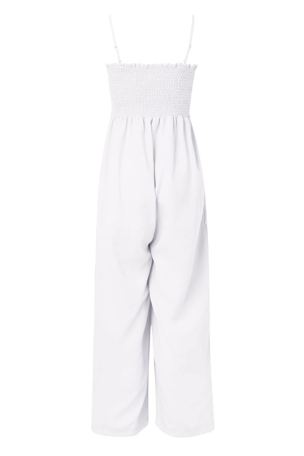 Smocked Spaghetti Strap Wide Leg Jumpsuit - The Daily Makeover