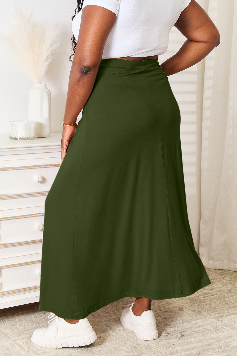 Double Take Full Size Soft Rayon Drawstring Waist Maxi Skirt - The Daily Makeover