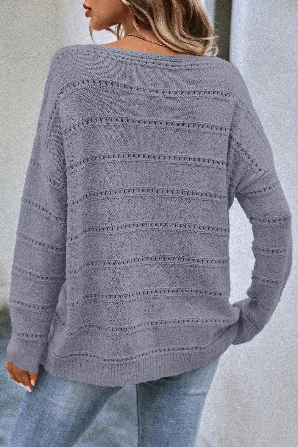 Boat Neck Dropped Shoulder Sweater - The Daily Makeover