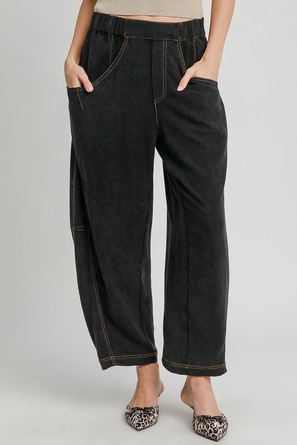 Umgee Elastic Waist Baggy Fit Pants with Pockets - The Daily Makeover