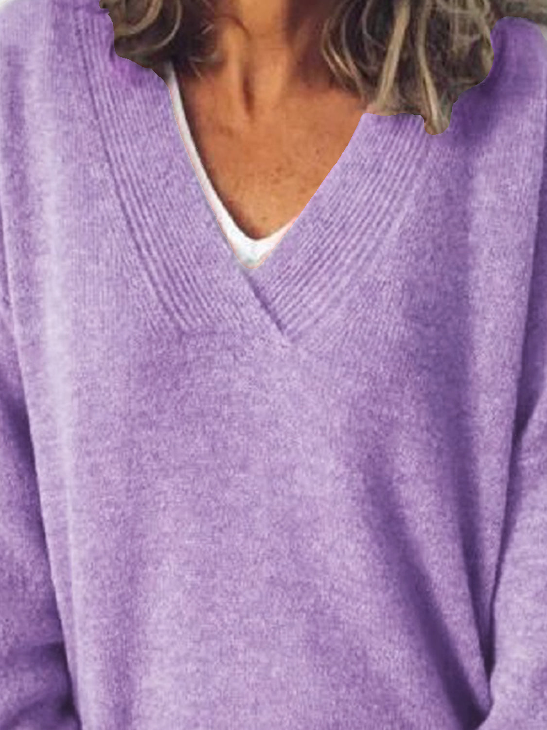 V-Neck Dropped Shoulder Sweater - The Daily Makeover