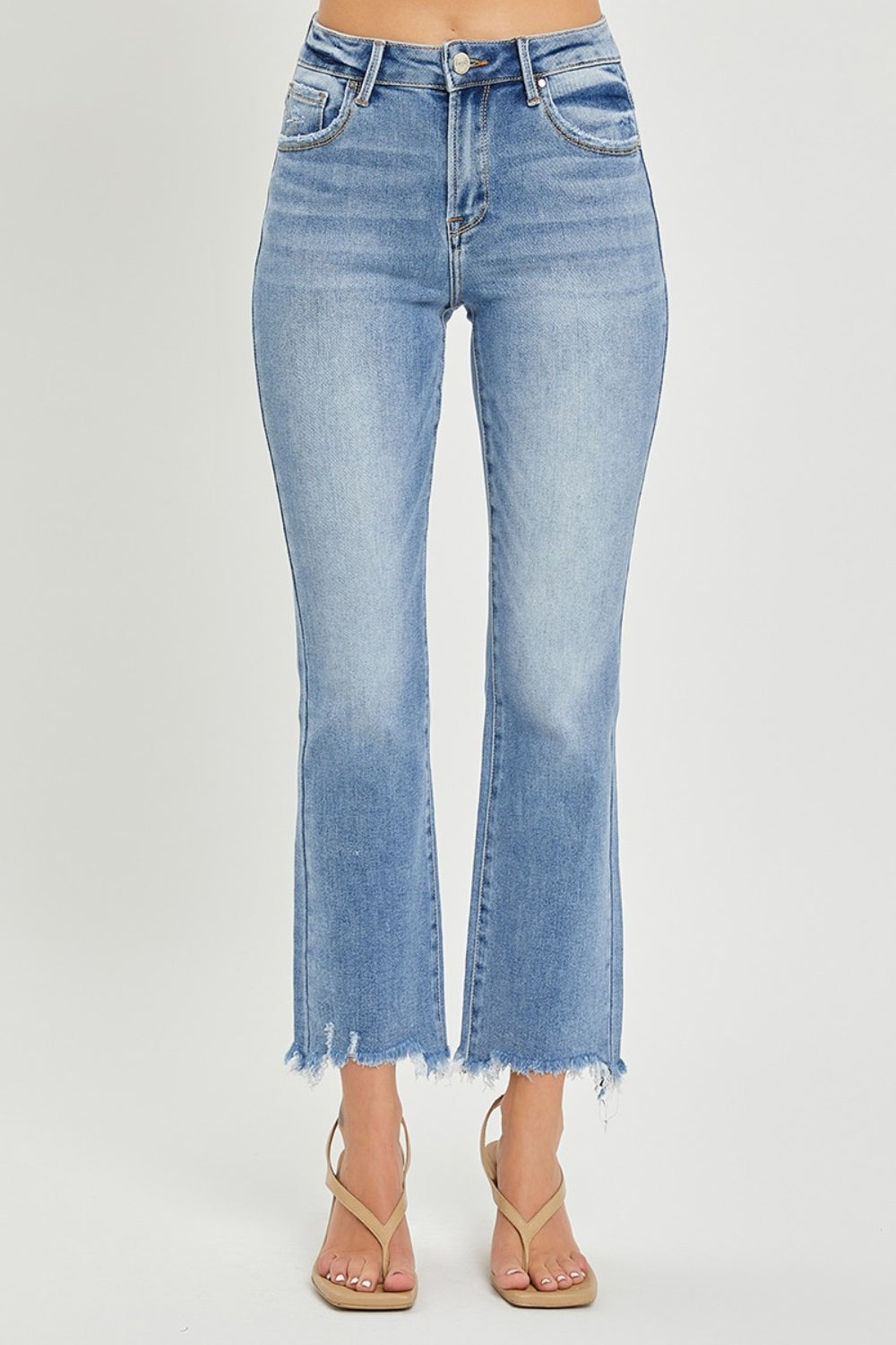 Full Size Frayed Hem Cropped Straight Jeans - The Daily Makeover