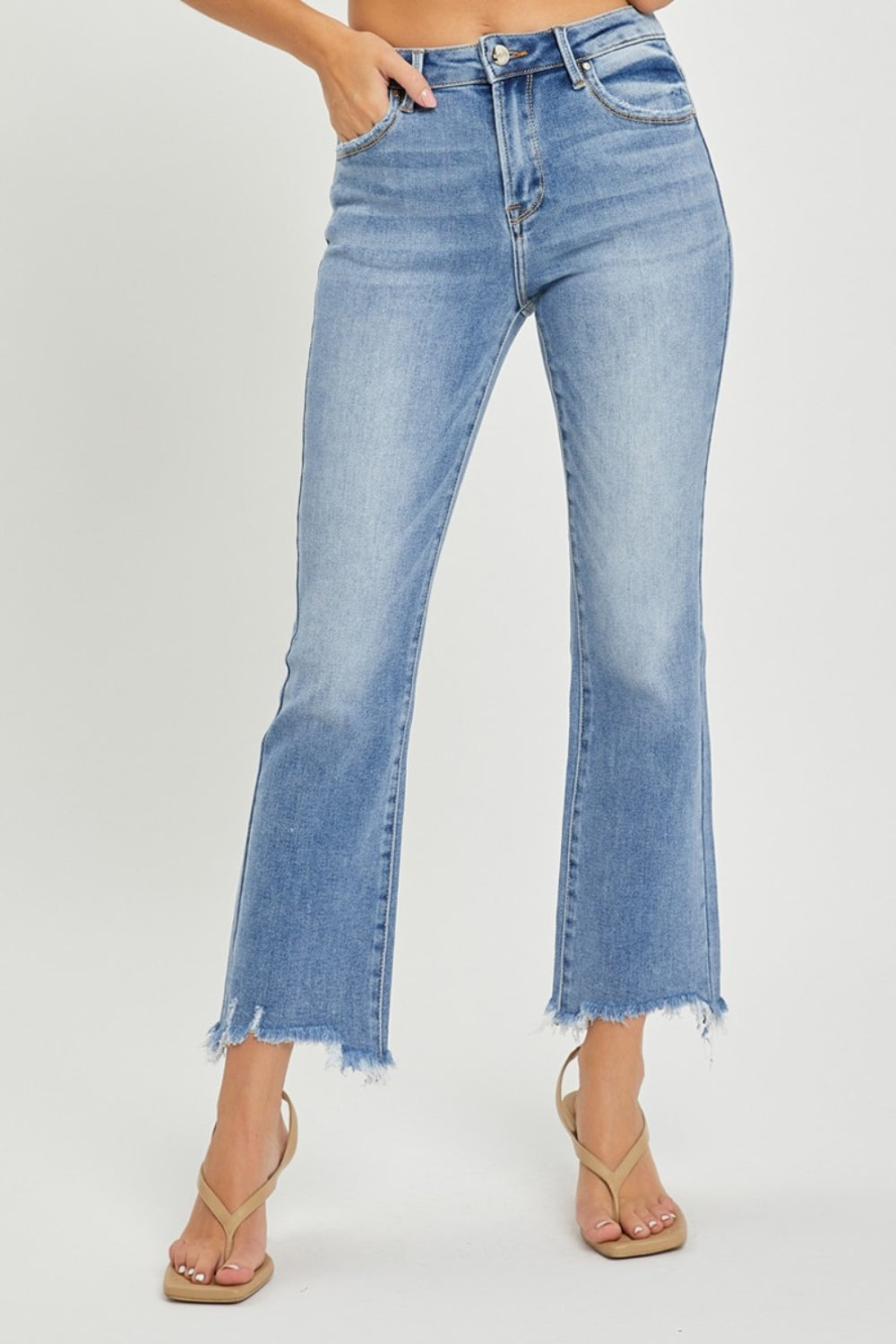 Full Size Frayed Hem Cropped Straight Jeans - The Daily Makeover