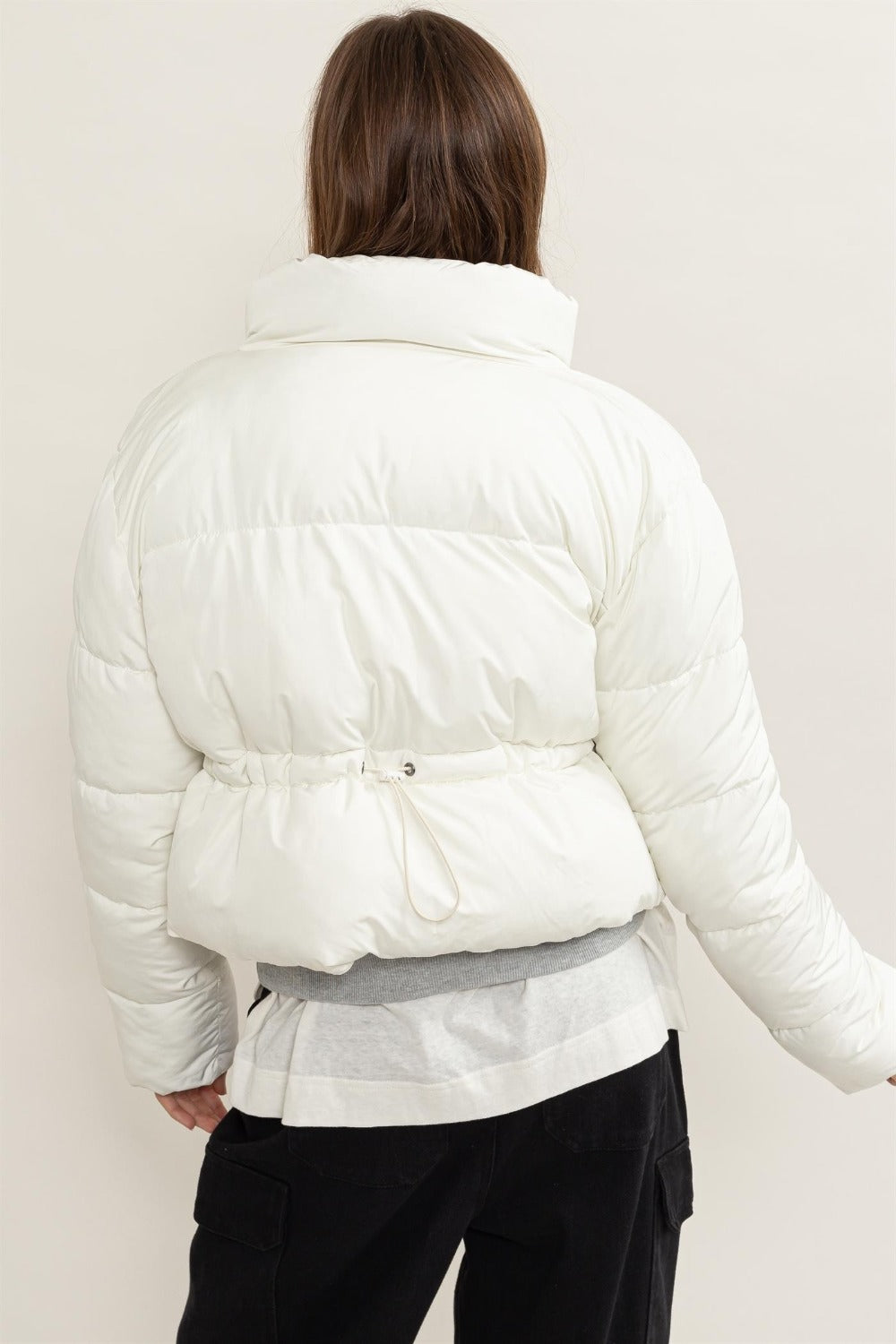 HYFVE Quilted Back Drawstring Puffer Jacket - The Daily Makeover
