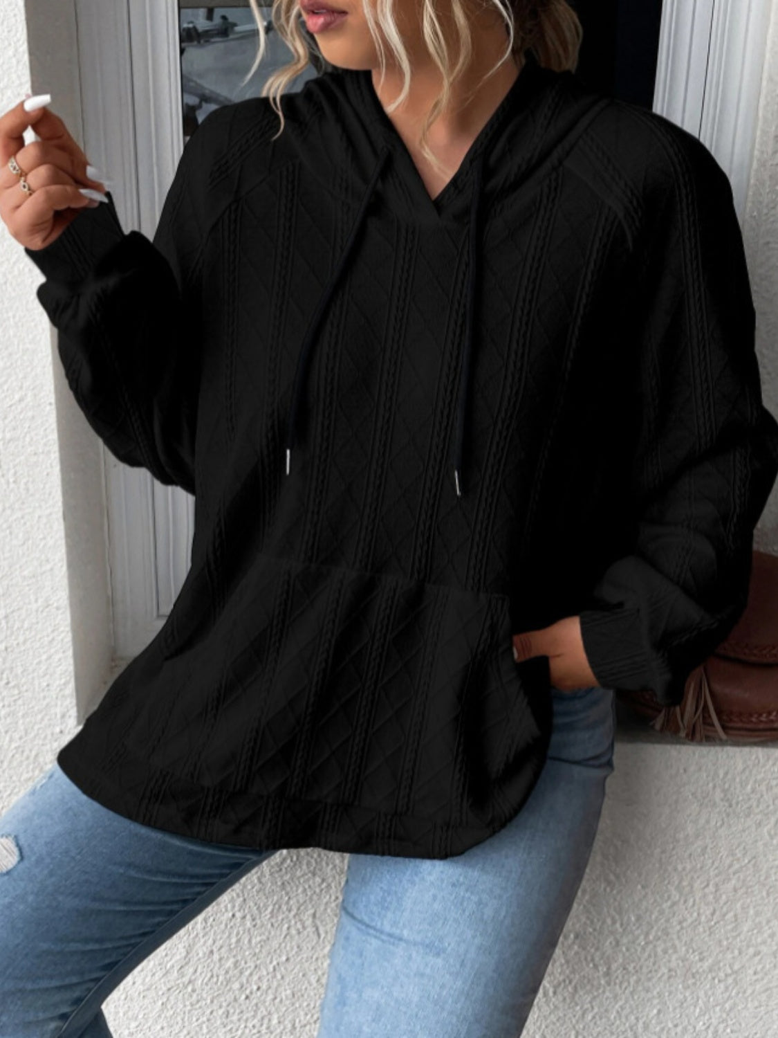 Full Size Drawstring Long Sleeve Hoodie - The Daily Makeover