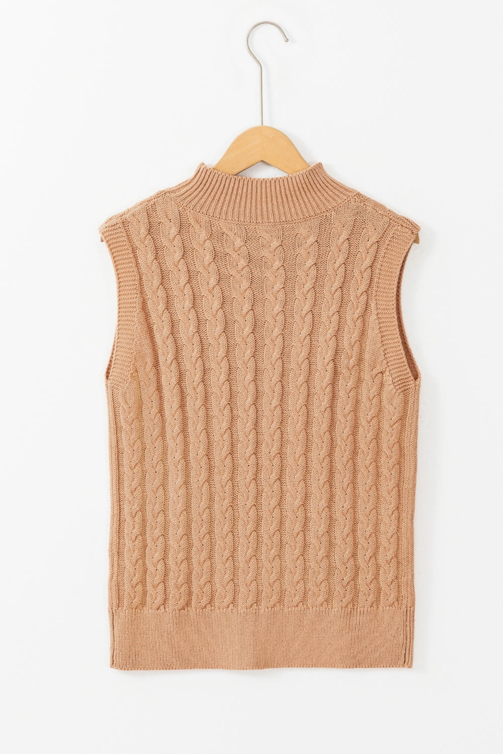 Cable-Knit Mock Neck Sweater Vest - The Daily Makeover