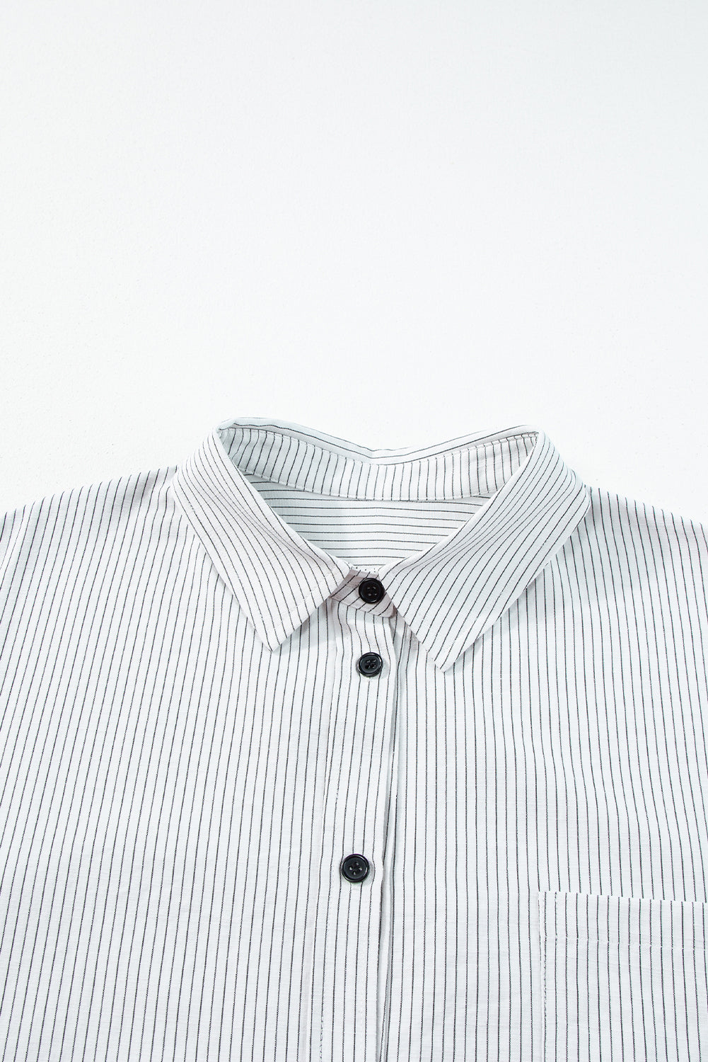 Black Stripe Roll-tab Sleeve Pocketed Tunic Shirt - The Daily Makeover