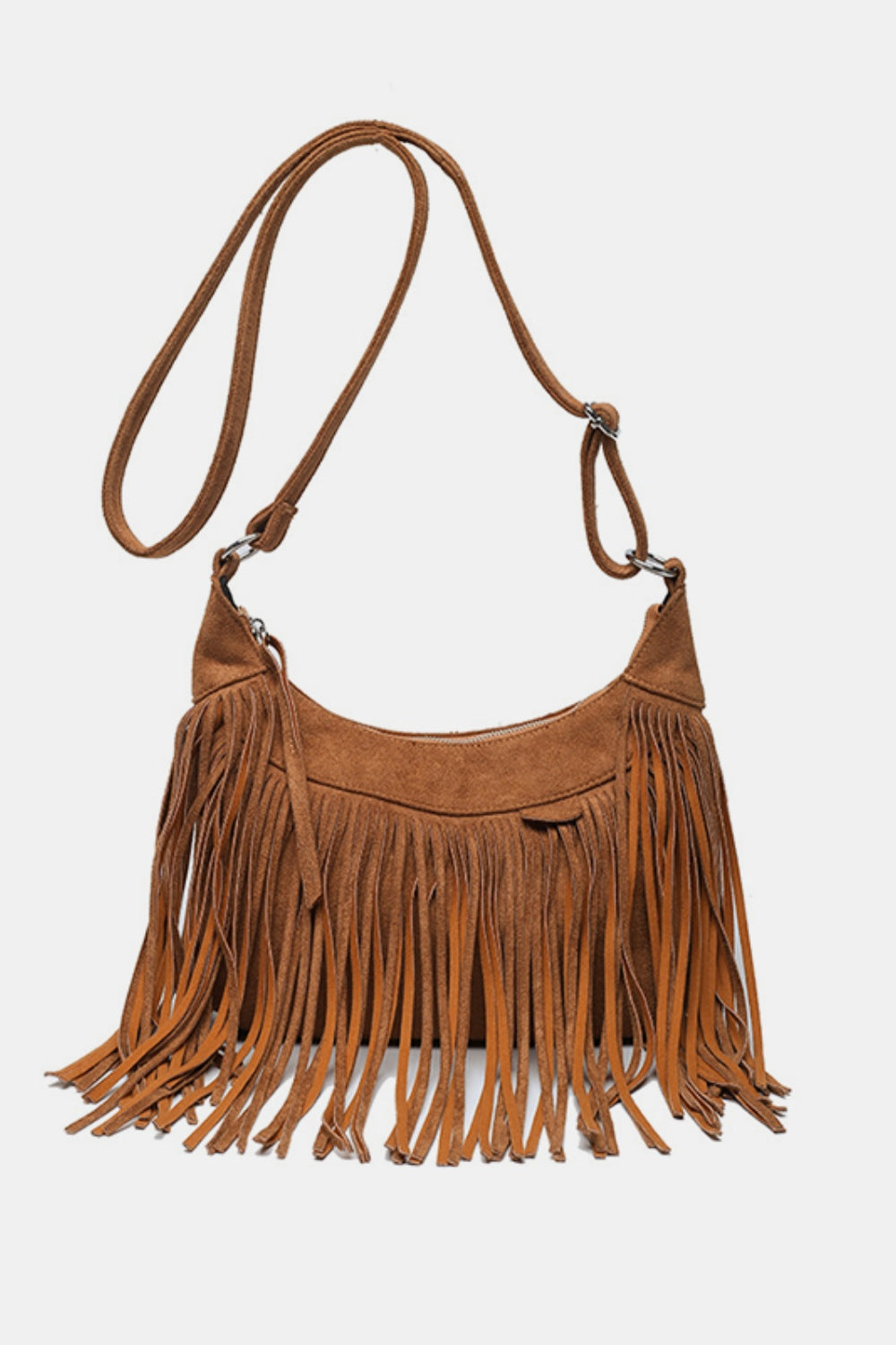 Suede Fringe Adjustable Strap Shoulder Bag - The Daily Makeover