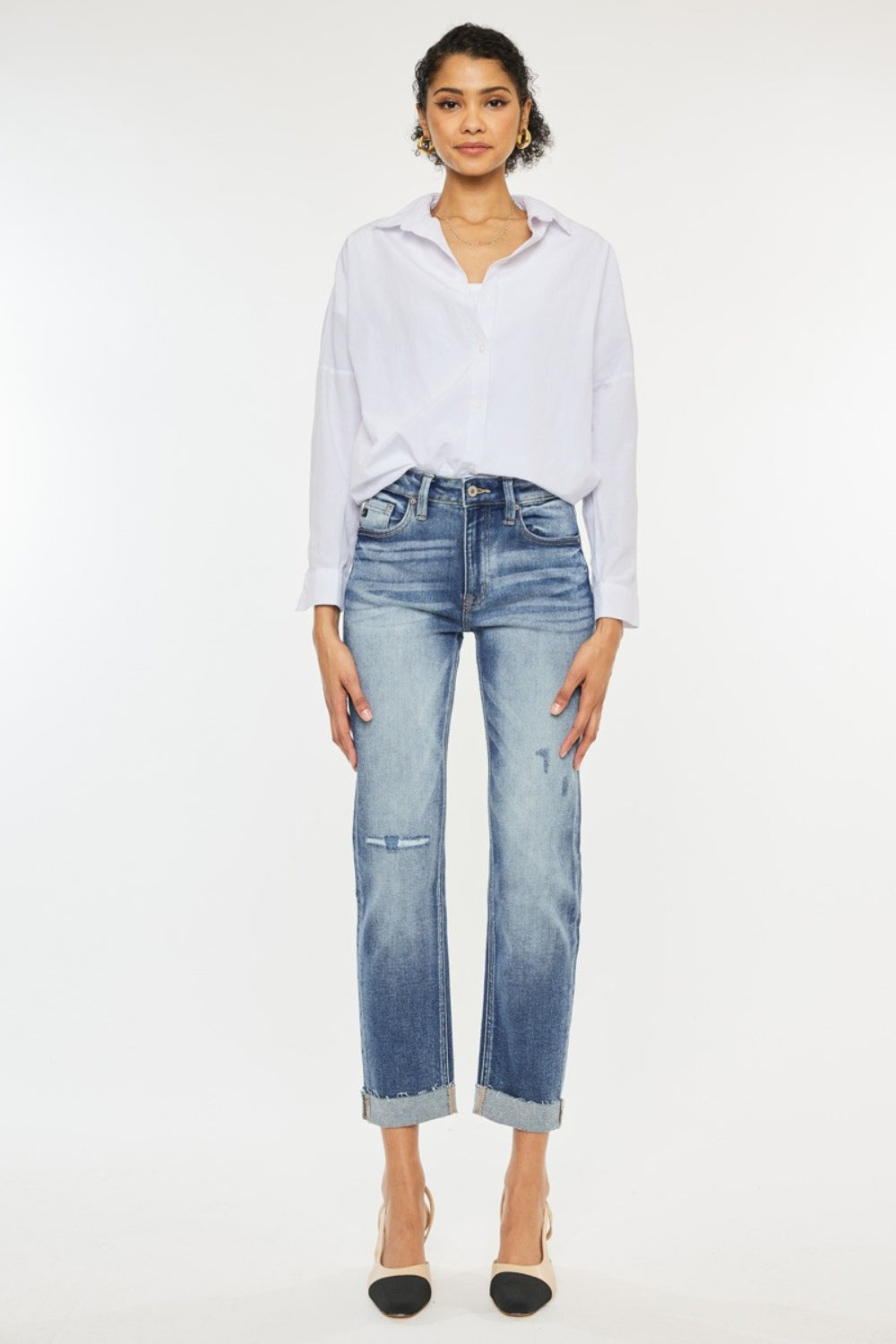 Kancan High Rise Cuffed Straight Jeans - The Daily Makeover