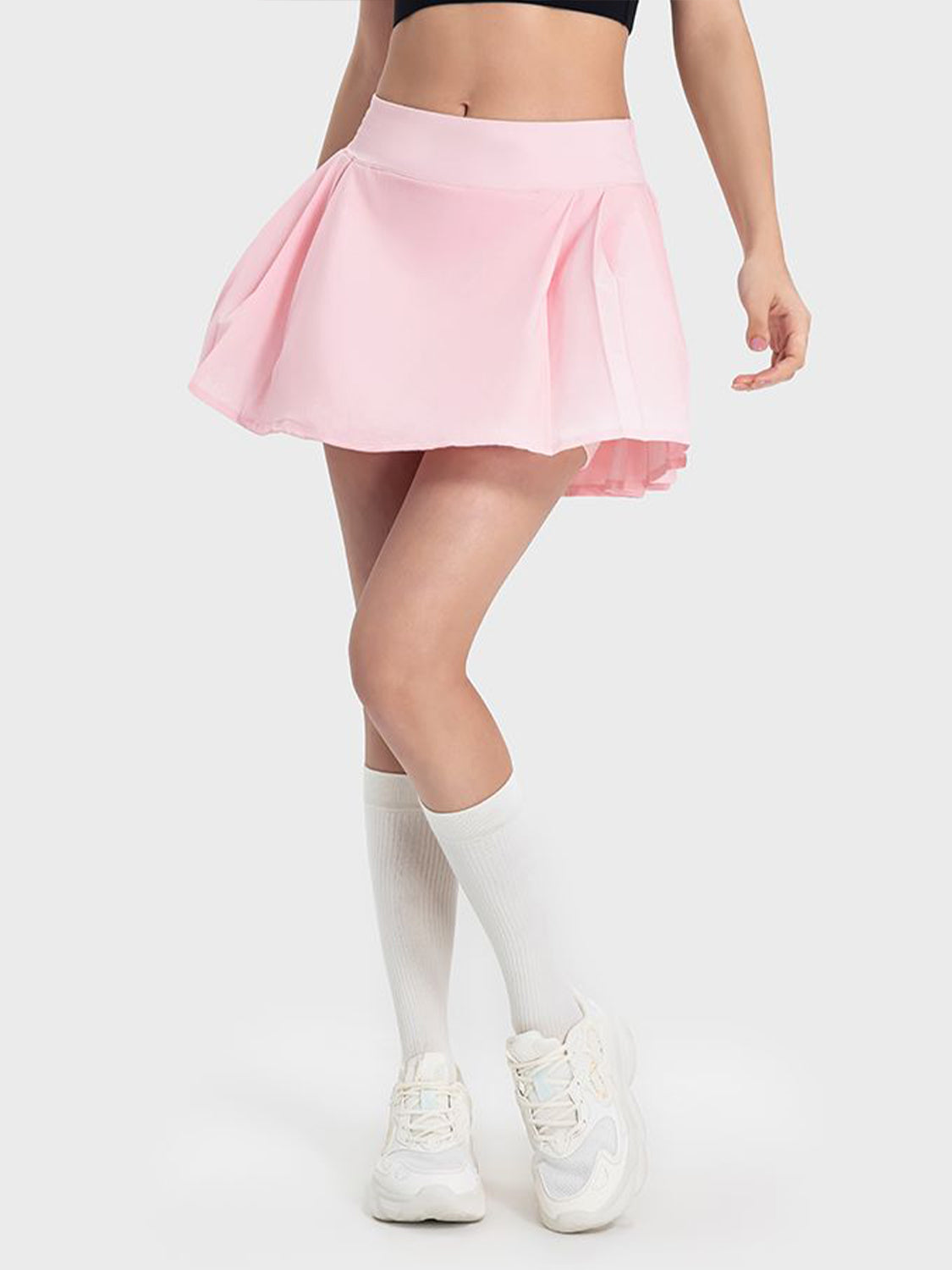 Pleated Detail Mid-Rise Waist Active Skirt - The Daily Makeover