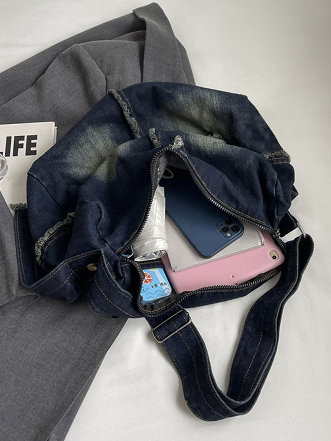 Raw Hem Gradient Crossbody Bag - The Daily Makeover