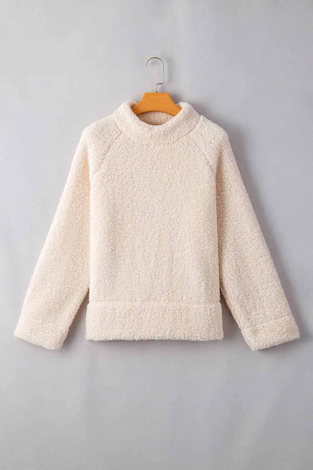 Turtleneck Long Sleeve Slit Fleece Sweatshirt - The Daily Makeover