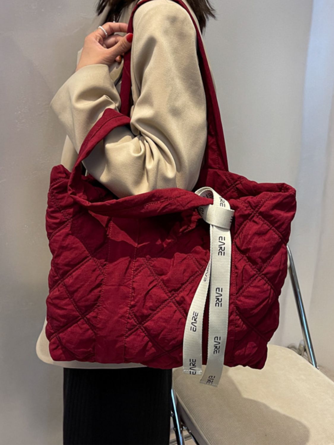 Quilted Nylon Large Tote Bag - The Daily Makeover