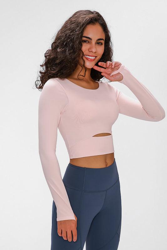 Long Sleeve Cropped Top With Sports Strap - The Daily Makeover