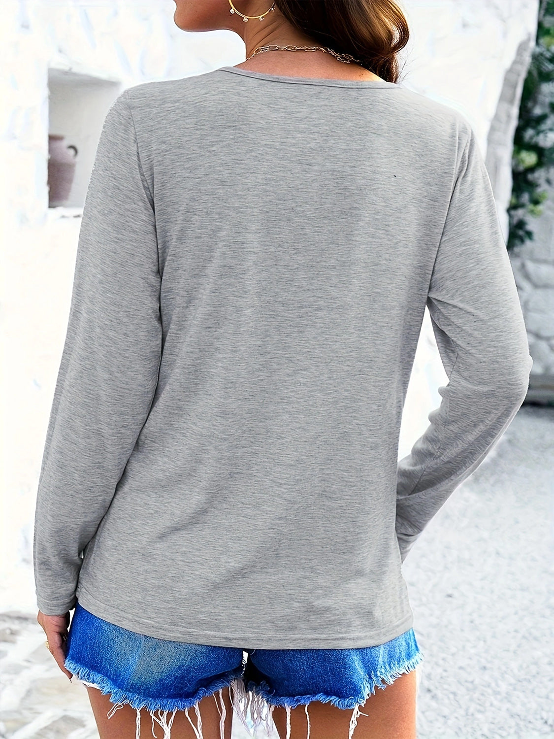 Crisscross V-Neck Long Sleeve T-Shirt - The Daily Makeover