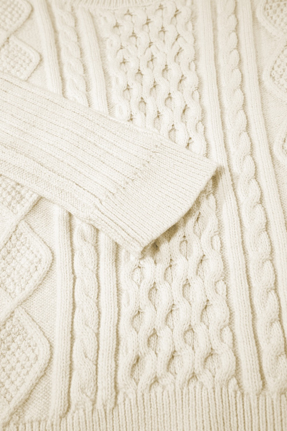 Cable-Knit Round Neck Long Sleeve Sweater - The Daily Makeover