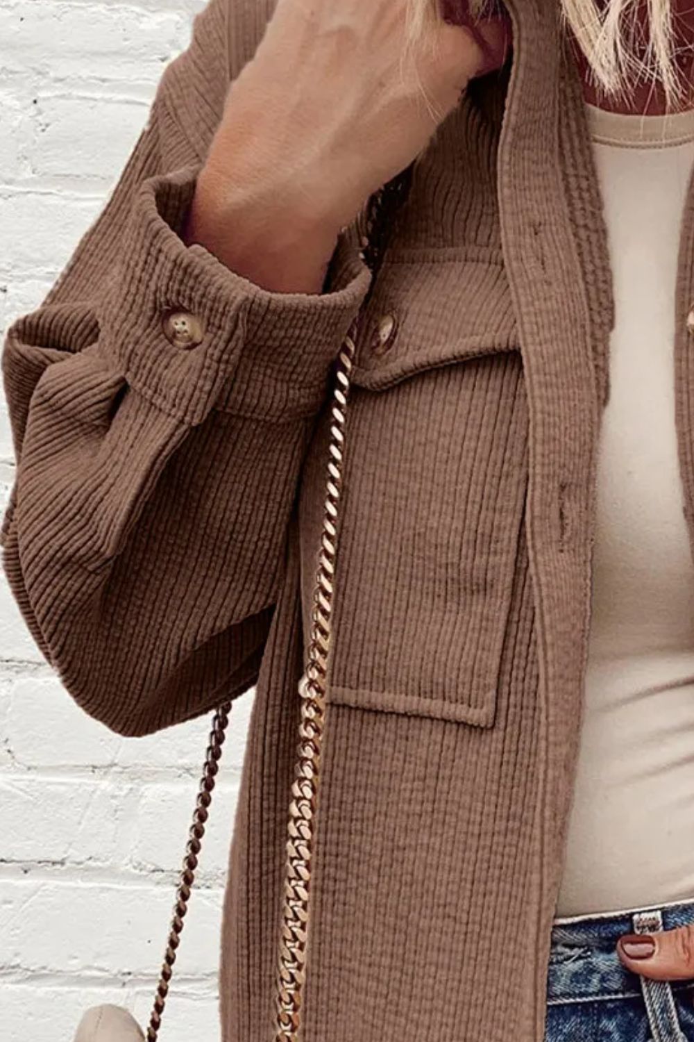 Pocketed Button Up Dropped Shoulder Shacket - The Daily Makeover