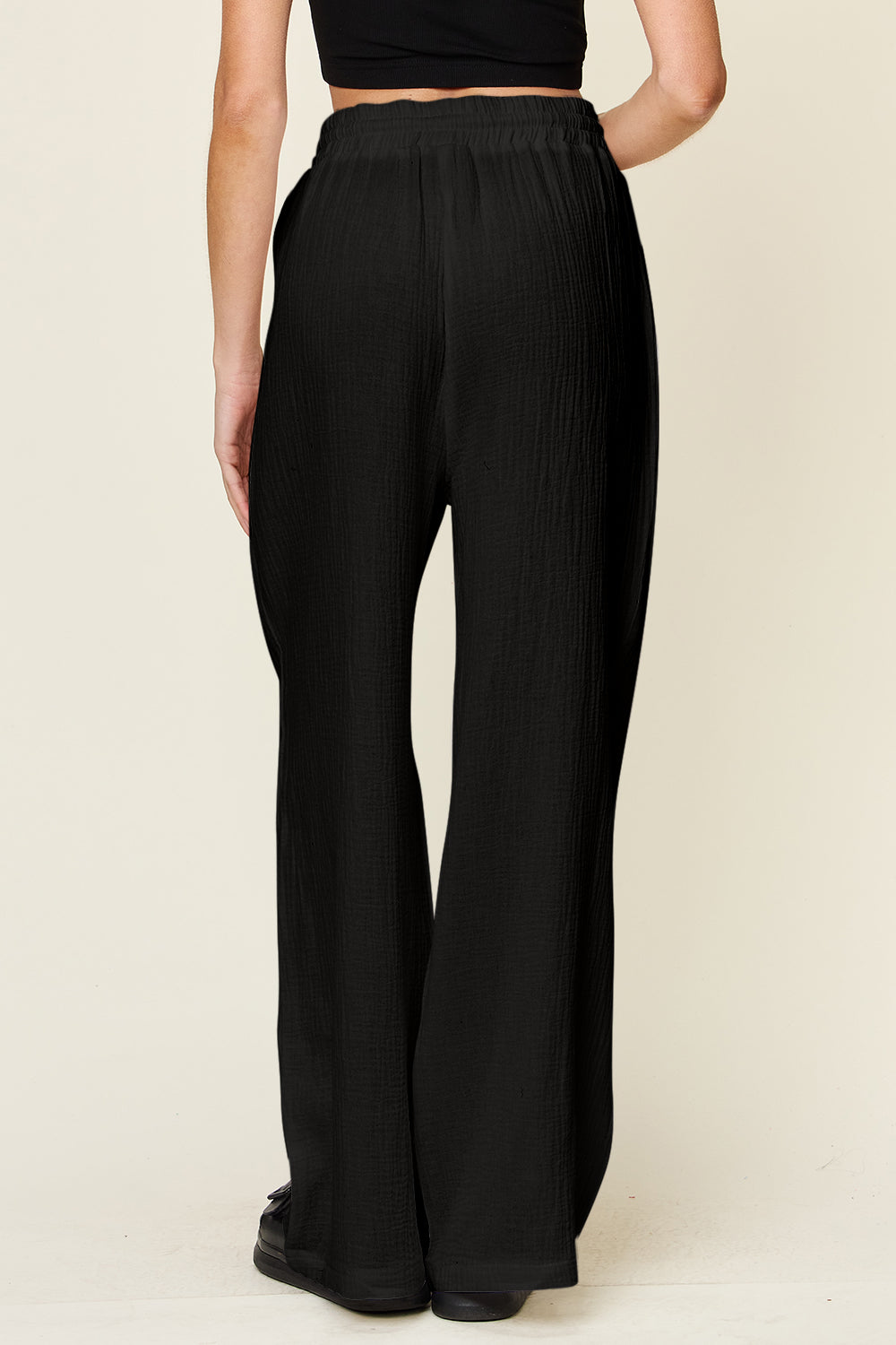 Double Take Full Size Texture Drawstring Wide Leg Pants - The Daily Makeover