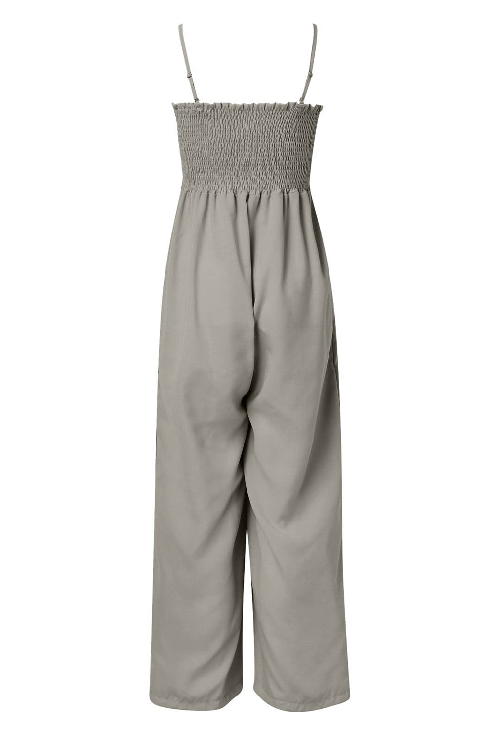 Smocked Spaghetti Strap Wide Leg Jumpsuit - The Daily Makeover