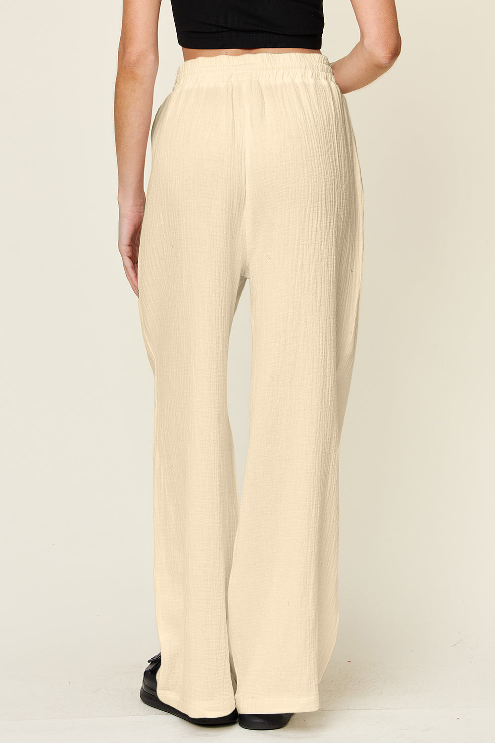 Double Take Full Size Texture Drawstring Wide Leg Pants - The Daily Makeover