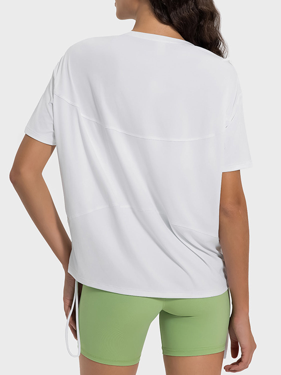Drawstring Round Neck Short Sleeve Active T-Shirt - The Daily Makeover