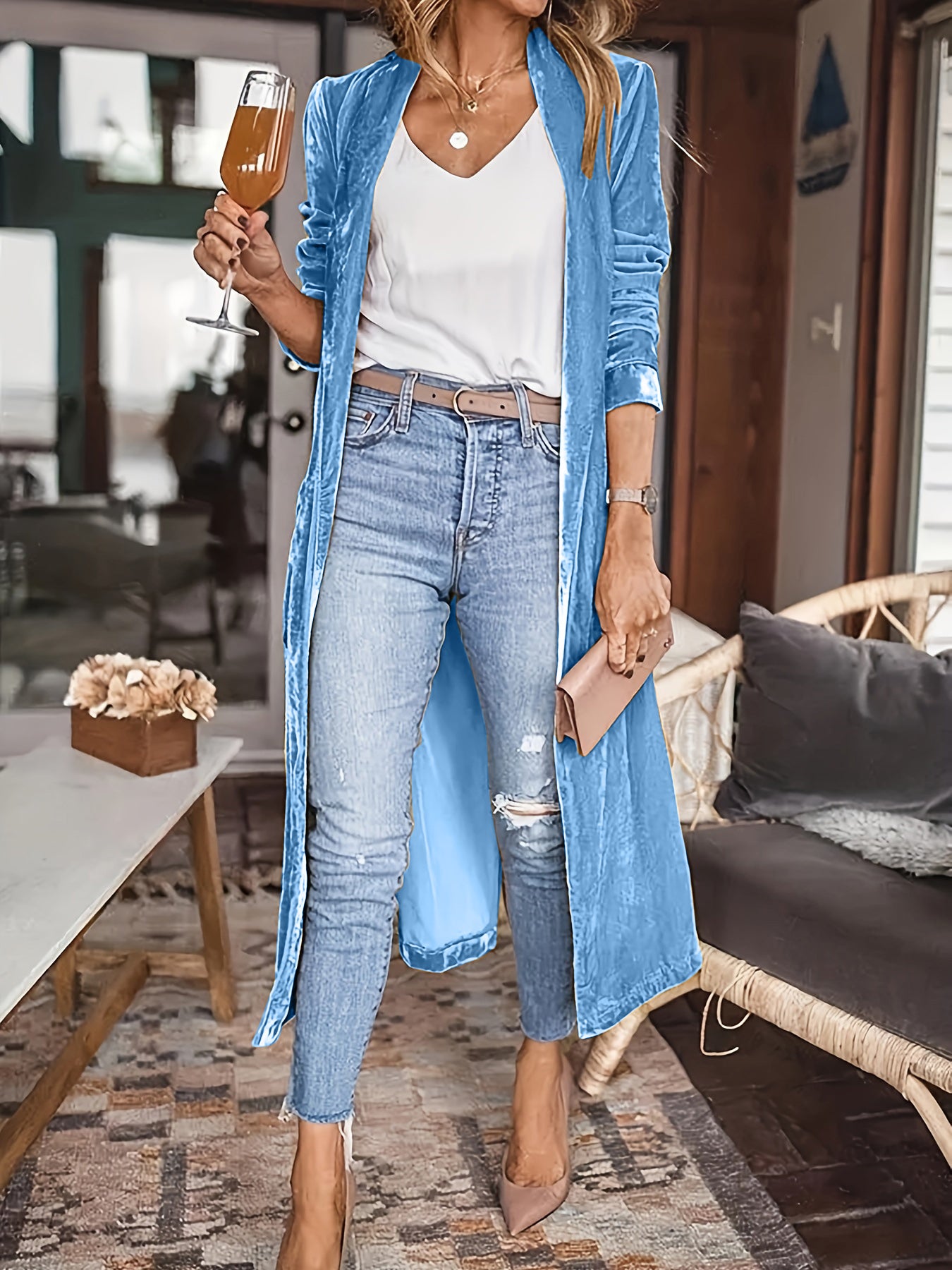 Open Front Long Sleeve Coat - The Daily Makeover