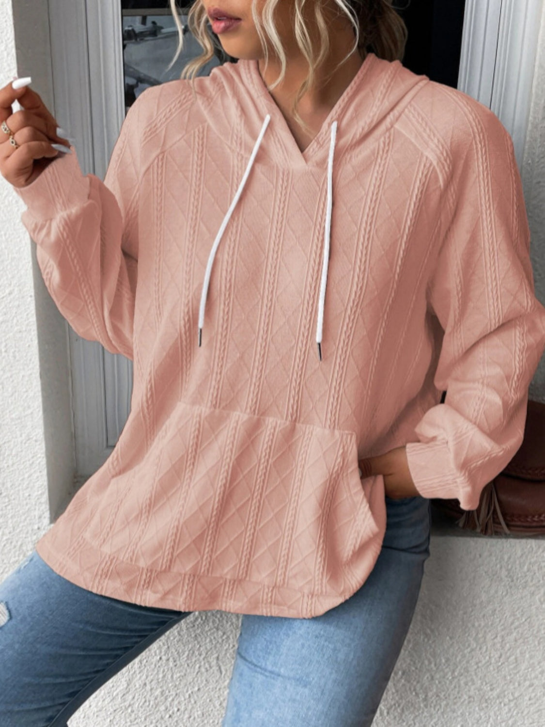 Full Size Drawstring Long Sleeve Hoodie - The Daily Makeover