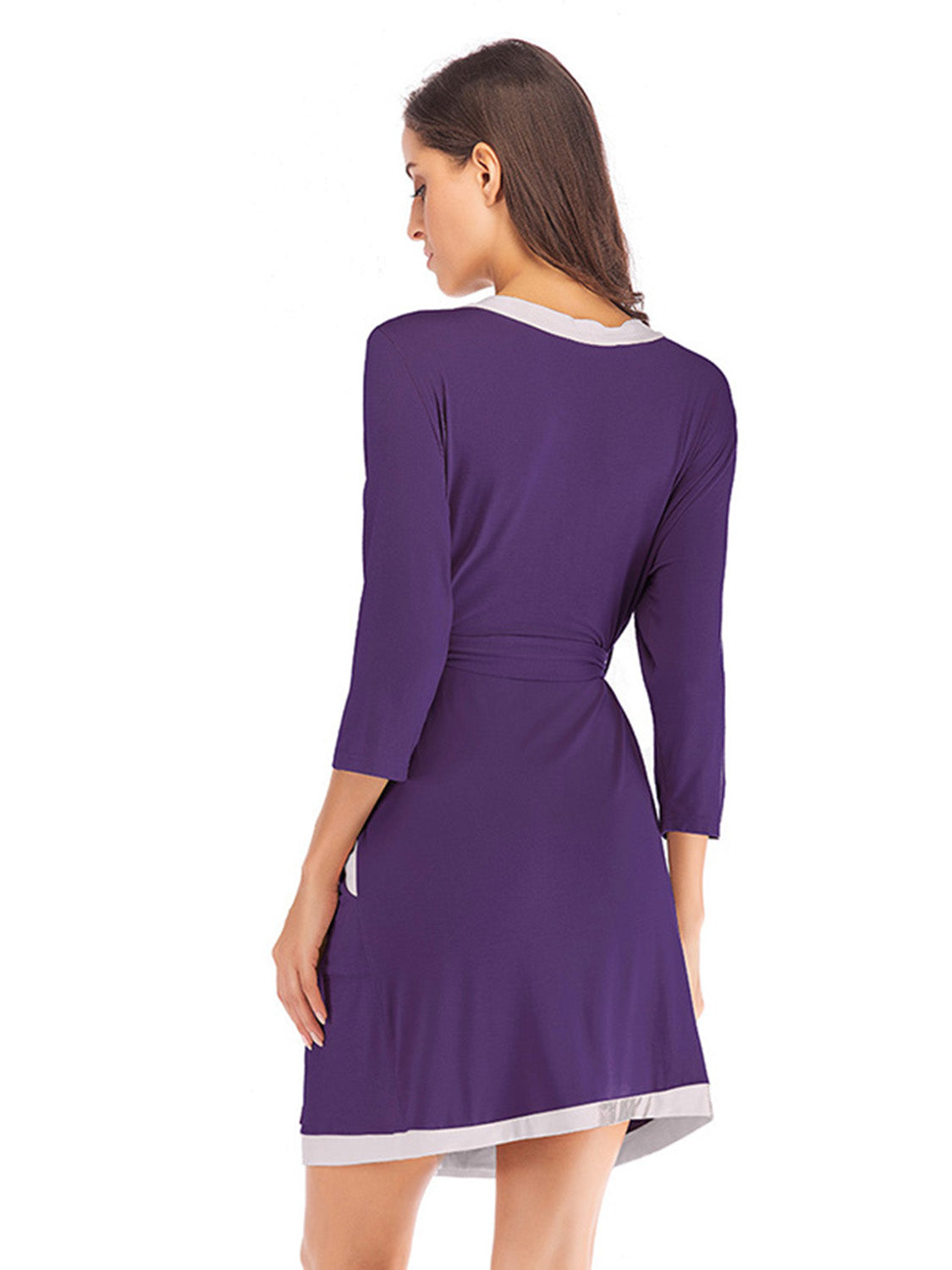 Tie Waist Surplice Neck Robe with Pockets - The Daily Makeover