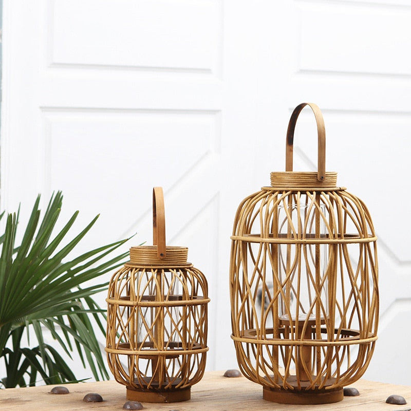 Chinese Wooden Rattan Lantern for Candles - The Daily Makeover