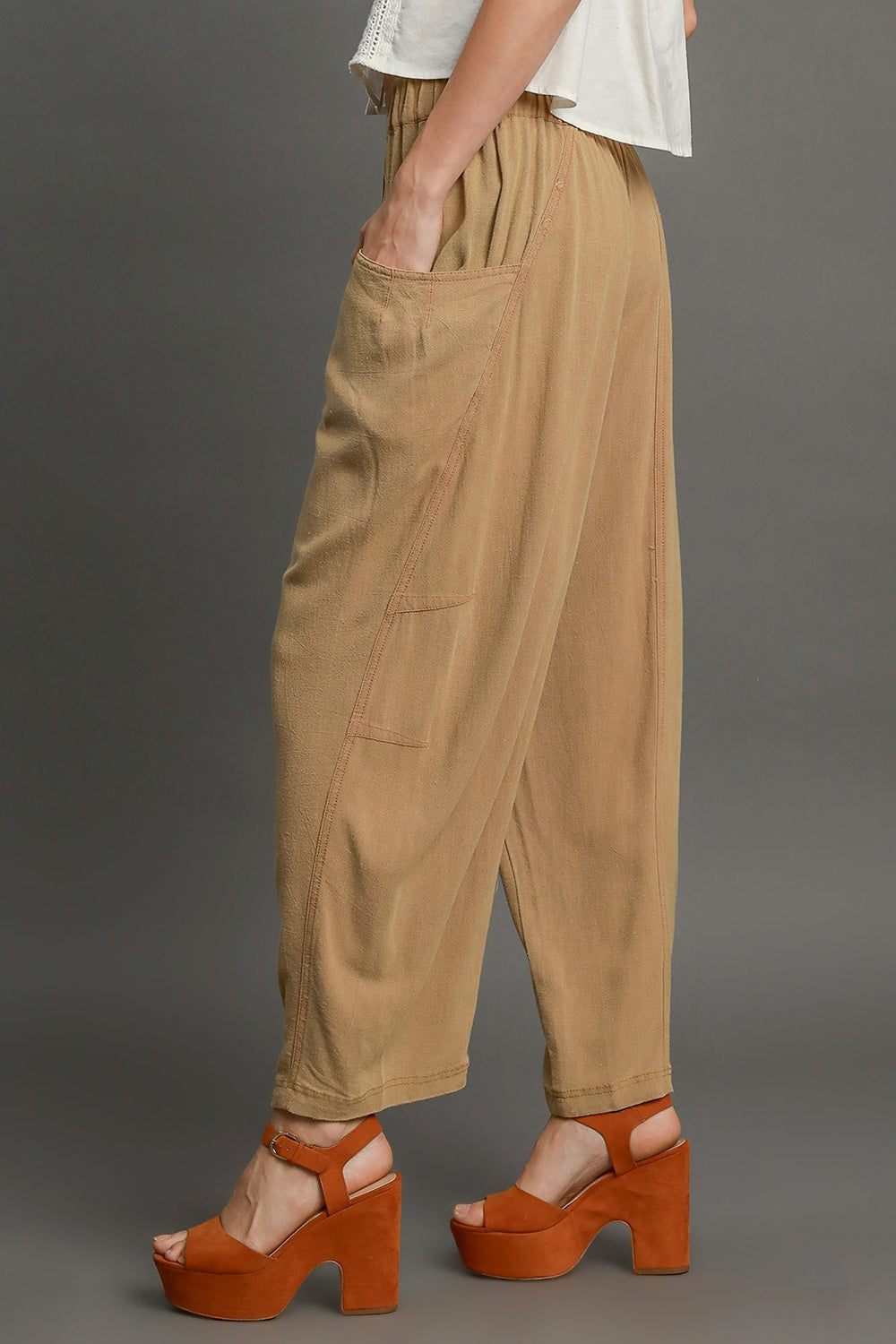 Umgee Elastic Waist Baggy Fit Pants with Pockets - The Daily Makeover