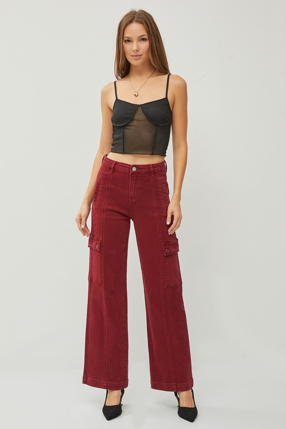 RISEN Full Size High Rise Wide Leg Cargo Jeans - The Daily Makeover