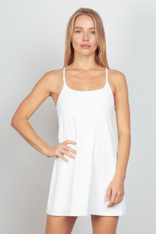 VERY J Sleeveless Active Tennis Dress with Unitard Liner - The Daily Makeover